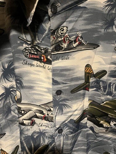 Camicia hawaiana manica corta Skoops Worldwide da uomo taglia 3XL WW2 Bombers usata in ottime condizioni - Foto 4 di 12