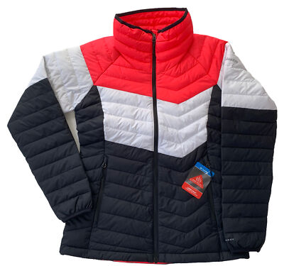 Columbia Women Omni-heat Powder Lite Blocked FittedJacket Red White Blk M L XL