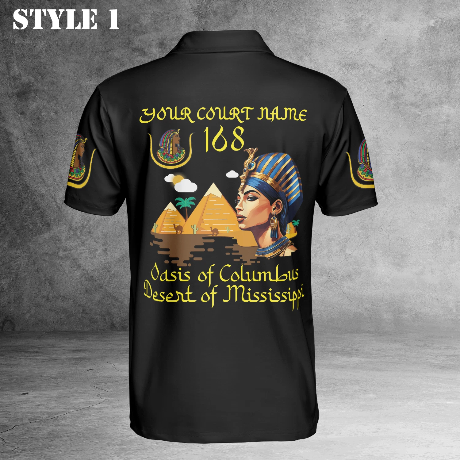 Custom Name DOI Daughters Of Isis PYRAMID QUEEN Shriners Aeaonms 3D Polo