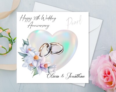 Personalised 30th Pearl Wedding Anniversary Card For Couple Husband  Wife UK