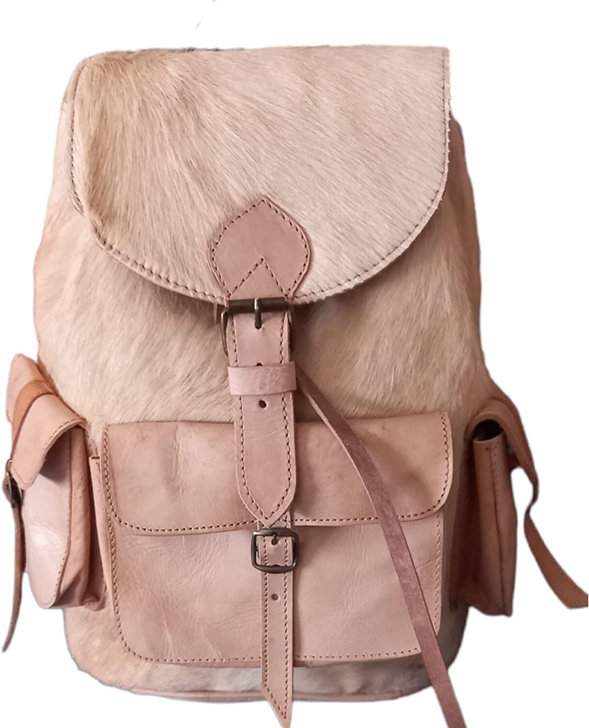 Genuine Moroccan Leather Backpack Handmade Unisex Casual Rucksack Fez-image