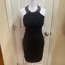 Cocoya Women’s Black Beaded Mini Bodycon Dress Size 40