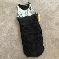 Alice + Olivia Annette sequined bodice draped ruched dress Black Sz 6