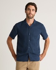Quince Men Vintage Wash Tencel Camp Shirt Blue L