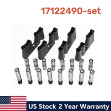 16PCS Engine Valve Lifter & Guides Kit 17122490 For Corvette GMC Sierra 4.8 5.3L