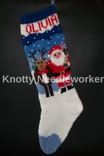 Pattern Only Hand Knitted SANTA and RUDOLPH Christmas Stocking