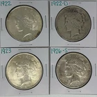 1922 1922-D 1923 1926-S Peace Dollar Lot of 4