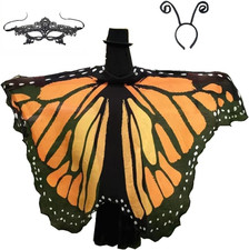 Halloween Butterfly Wings Costume for Womens, Moth Wings Butterfly Cape Adult Co