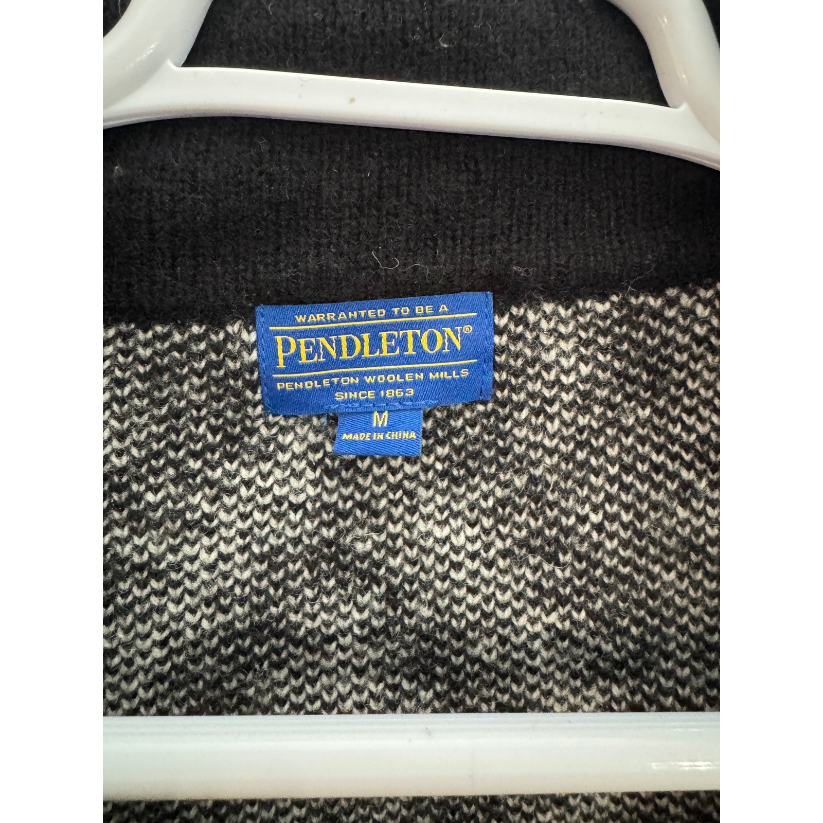 Pendleton Wool Zip Up Jacket Black White Geometri… - image 3