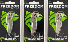 (LOT OF 3) FREEDOM TACKLE BLADE BAIT VIBRATING LURE 3/4OZ CROME SILVER
