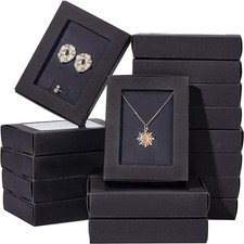 16sets Kraft Paper Drawer box with Clear Window 11.5x8.5x2.5cm Black Cardboard