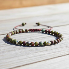 Natural Dragon Bloodstone Bracelet Green Gemstone Dainty Healing Boho Bracelet