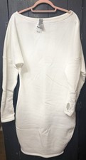 NWT Go Couture Ivory Off The Shoulder Dress Small Made in USA Thumbhole Cozy