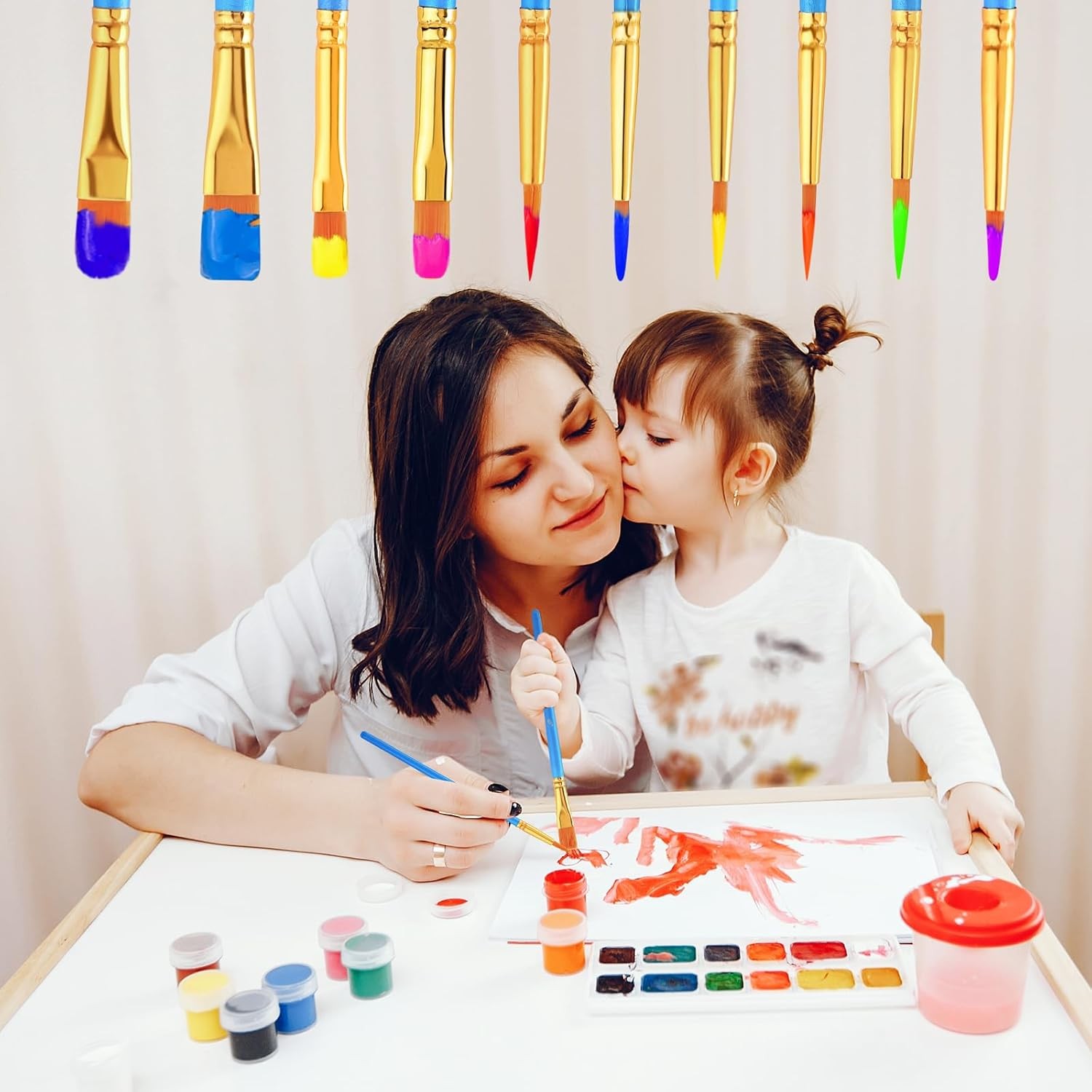 AROIC Acrylic Paint Brush Set, 36pack/360pcs Nylon Hair 360pcs, Blue 