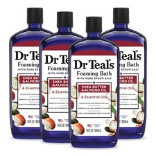 Dr Teal's Foaming Bath with Pure Epsom Salt, Shea 34 Fl Oz Pack of 4 , White