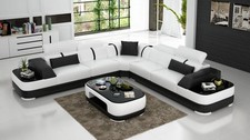 Ledersofa Polster Sitz Eck Sofa Garnitur Wohnlandschaft Wohnzimmer Couch G8026B