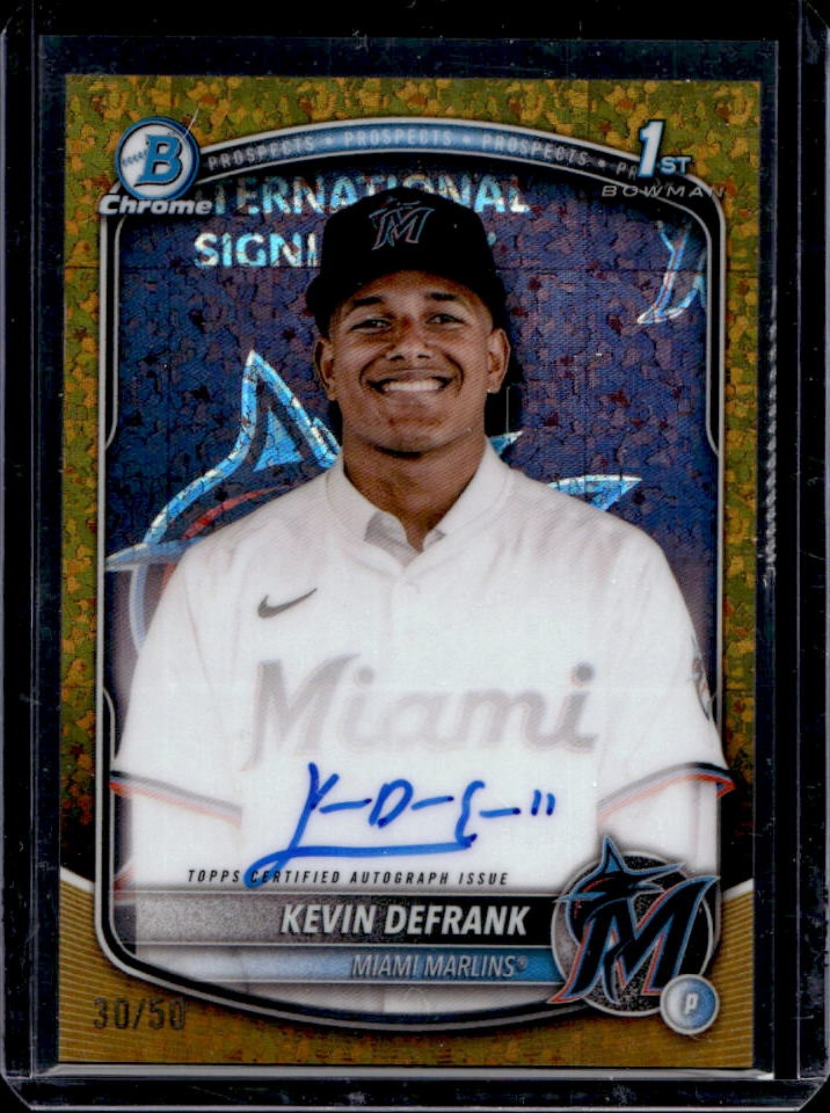 2025 Bowman Chrome Kevin Defrank Auto Gold Mini Diamonds Refractor 1st #30/50