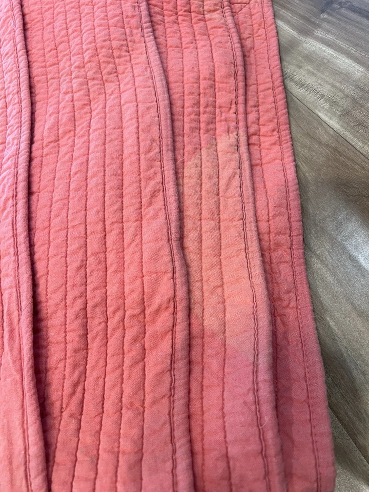 Pottery Barn Coral Linen Cotton Medallion King Quilt 100% Cotton Filling *Read - Image 2 of 4