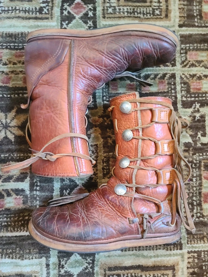 Botas mocasín de cuero de níquel búfalo hechas a mano de colección renacentistas para hombre 8 para mujer 10 Foto 2 de 4