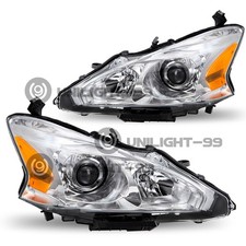 For 2013-2015 Nissan Altima 4-Dr Sedan Chrome Headlights Amber Corner Lamps Pair