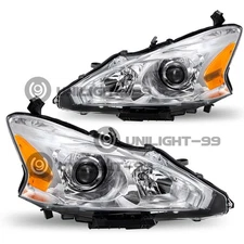 For 2013-2015 Nissan Altima 4-Dr Sedan Chrome Headlights Amber Corner Lamps Pair