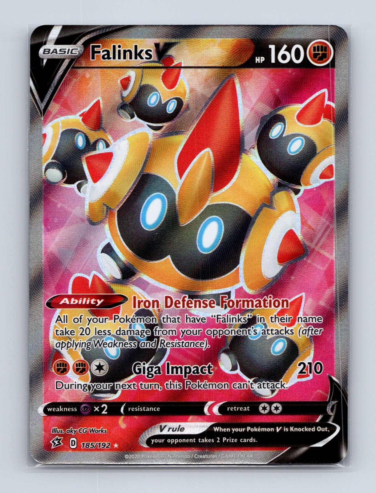 2020 Pokemon TCG Falinks V (Full Art) Rebel Clash 185/192 Ultra Rare NM
