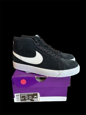 4260) Nike SB Zoom Blazer 77 Mid Black/White Suede 864349-002 Men s Size 7