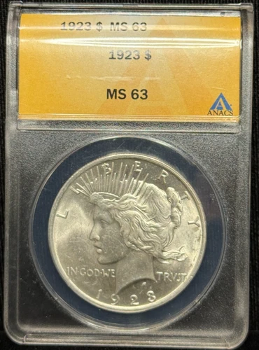 ANACS  MS 63 - 1923 Peace One Dollar S$1 Silver Coin-688