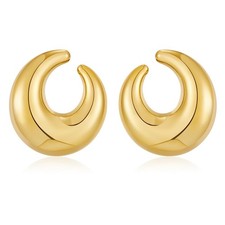 Gold Moon Earrings for Women Trendy Moon Shaped Gold Plated Earrings Hypoallerge