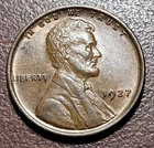 1927 Lincoln Wheat Cent Brown AU+ UNC Trace Red Orig Tone No Issues Nice Example