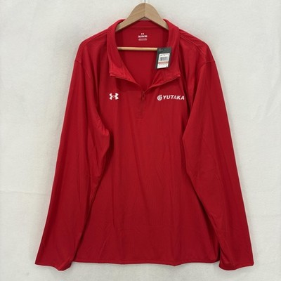 Under Armour Team Tech Pullover Mens 3XL Red 1/4 Zip Long Sleeve Yutaka Logo NWT