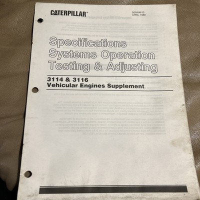 CAT Specifications Systems Operation Testing & Adjusting 3114 & 3116 Vehicular E
