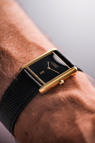 Cartier Tank - Must de Cartier Vermeil LM 23x30mm Ref. 681006 Quartz black - Foto 19 di 21