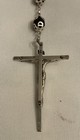 Vintage Sterling Silver Black Lava Bead Double Capped Rosary AFCO — photo 3