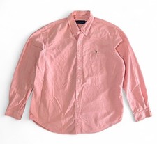 Ralph Lauren Men s Orange Button-Up Long Sleeve 100 Cotton Polo Shirt Size XL