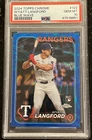 2024 Topps Chrome Wyatt Langford Blue Wave Refractor /75 PSA 10 Rangers Rookie