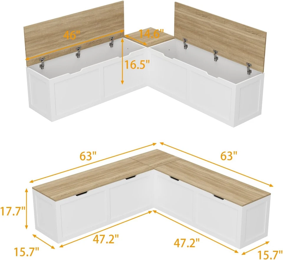 L Shape Kitchen Breakfast Nook Bench, Kitchen Corner Nook Bench Seating with Hid - Image 2 of 4