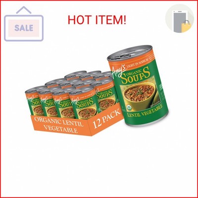 Amy s Soup, Vegan Light in Sodium Lentil Vegetable Soup, Gluten Free, Made With
