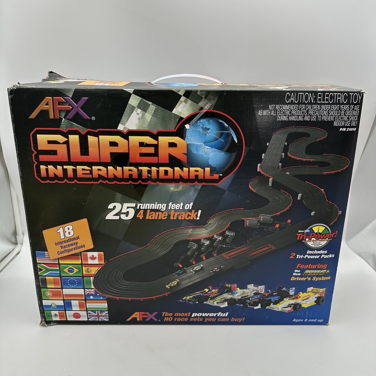 AFX Super International lane mega G HO Slot car track complete