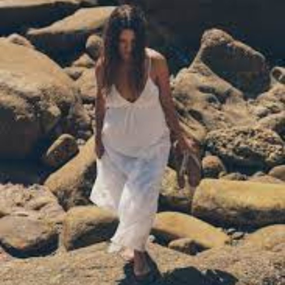 NWT ZARA Chiffon Maxi Dress with Topstitching in White
