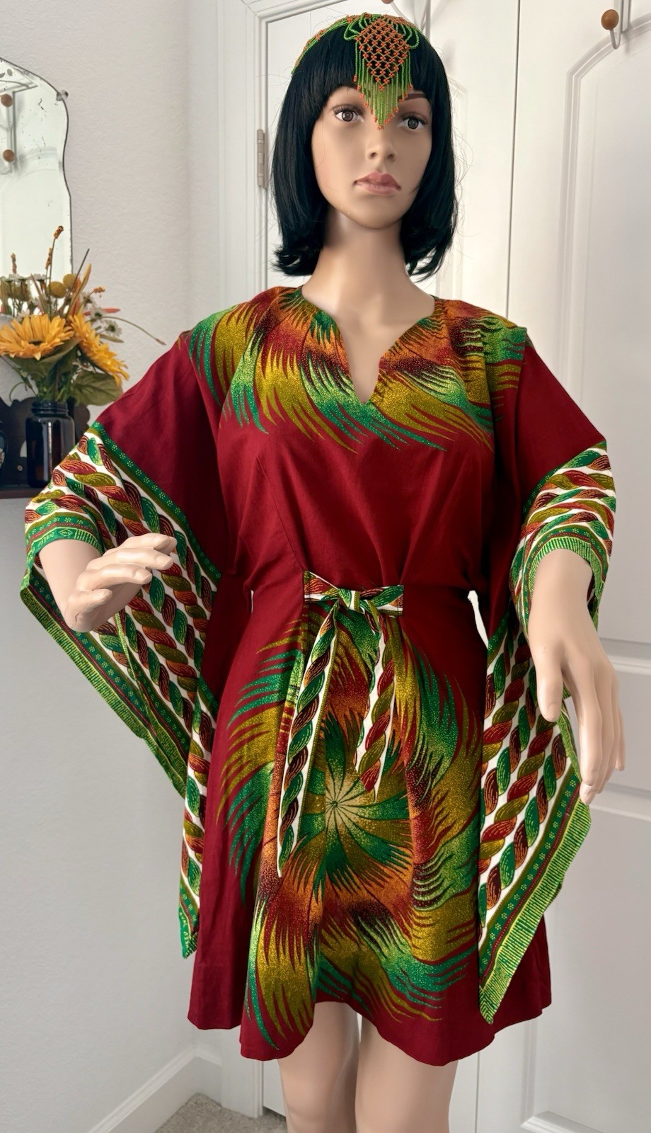 Vintage Psychedelic Dashiki Java Print Cotton Boh… - image 4