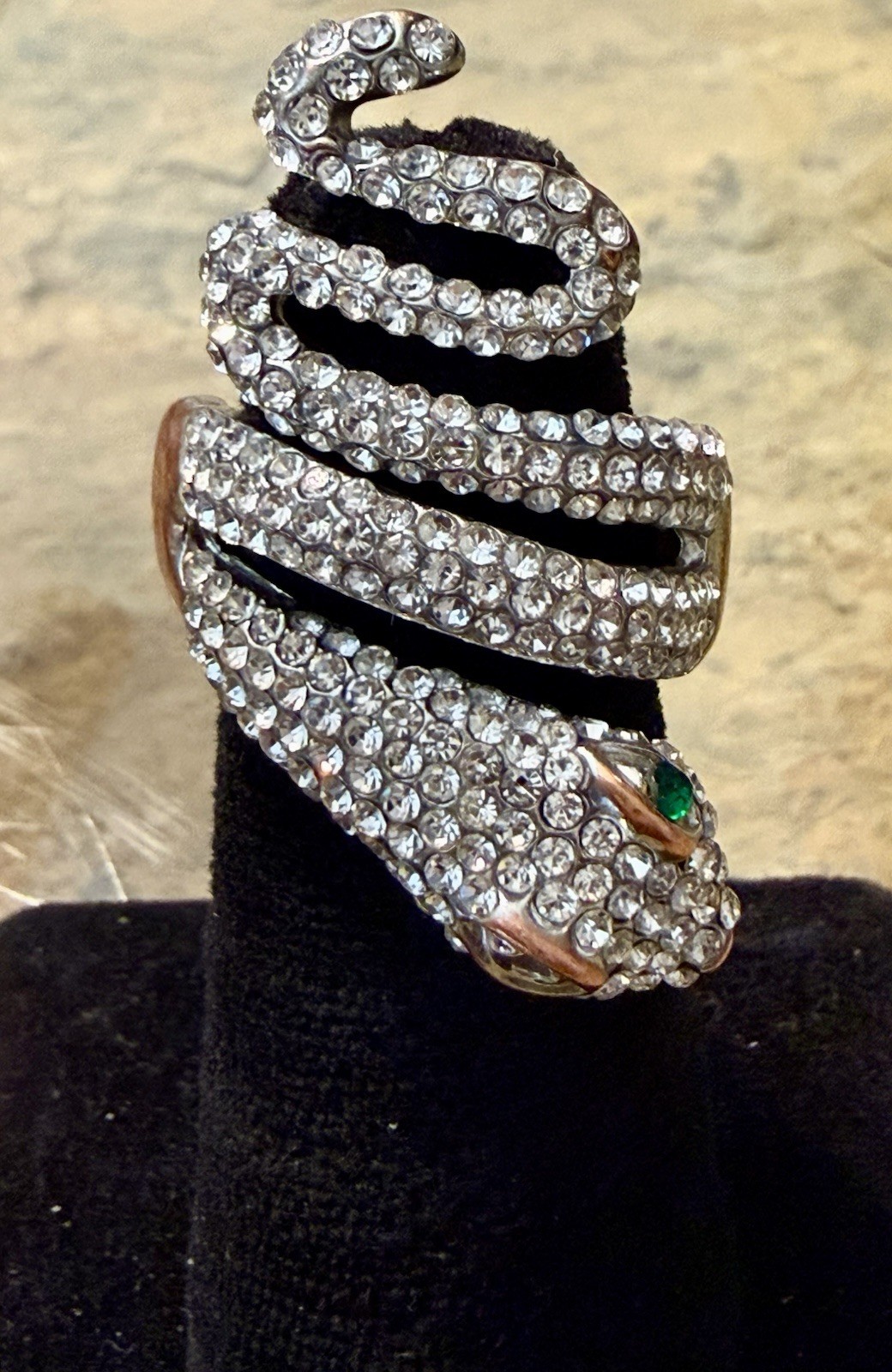 Silvertone Snake Ring - Size 6 - Adjustable - image 1