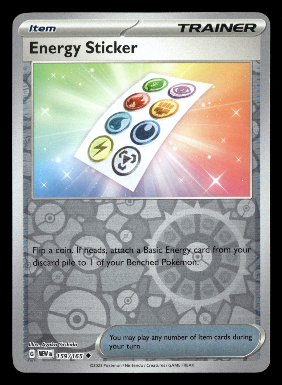 Energy Sticker - 159/165 - Reverse Holo - 151 - Pokemon Card - NM/M