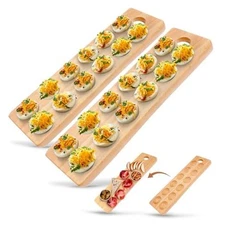 Namre' Wooden Deviled Egg Tray - Reversible Deviled Egg 12 - Hole (Pack of 2)