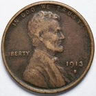 1913-S Lincoln Wheat Penny Cent San Francisco Mint Fine (F) Details