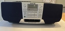 Sony CFD-S38 Boombox CD AM/FM Radio Cassette Headphone/3.5mm Silver/Black