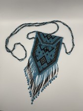 Handmade Beaded Purse Fringed Medicine Bag Style 4  x6.5  Glass Seed Beads
