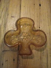 Indiana Glass Tiara Amber Trinket Ring Nut Dish Clover Club Shape Vintage
