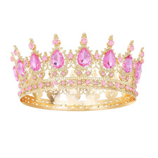 Pink Crown for Women Crystal Tiara and Queen Crown for Women Wedding Headband fo