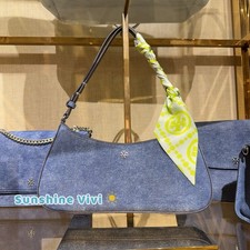 NWT Tory Burch Emerson Suede Adjustable Shoulder Bag Purse Dark Denim 175800